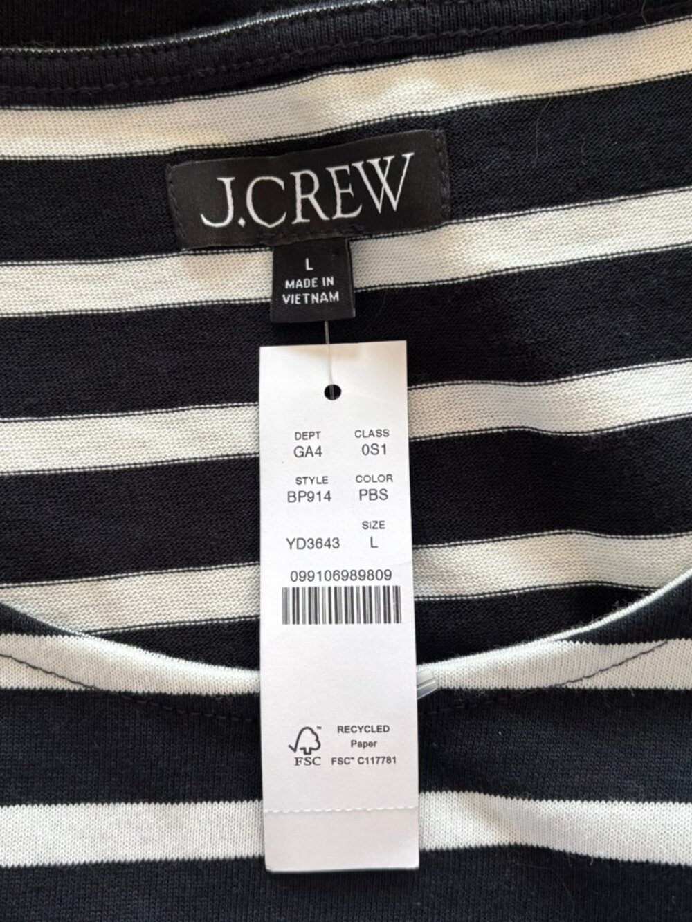 J. Crew Black & White Striped Cap Sleeve A-Line Midi Dress - Size L - NWT - Picture 4 of 5